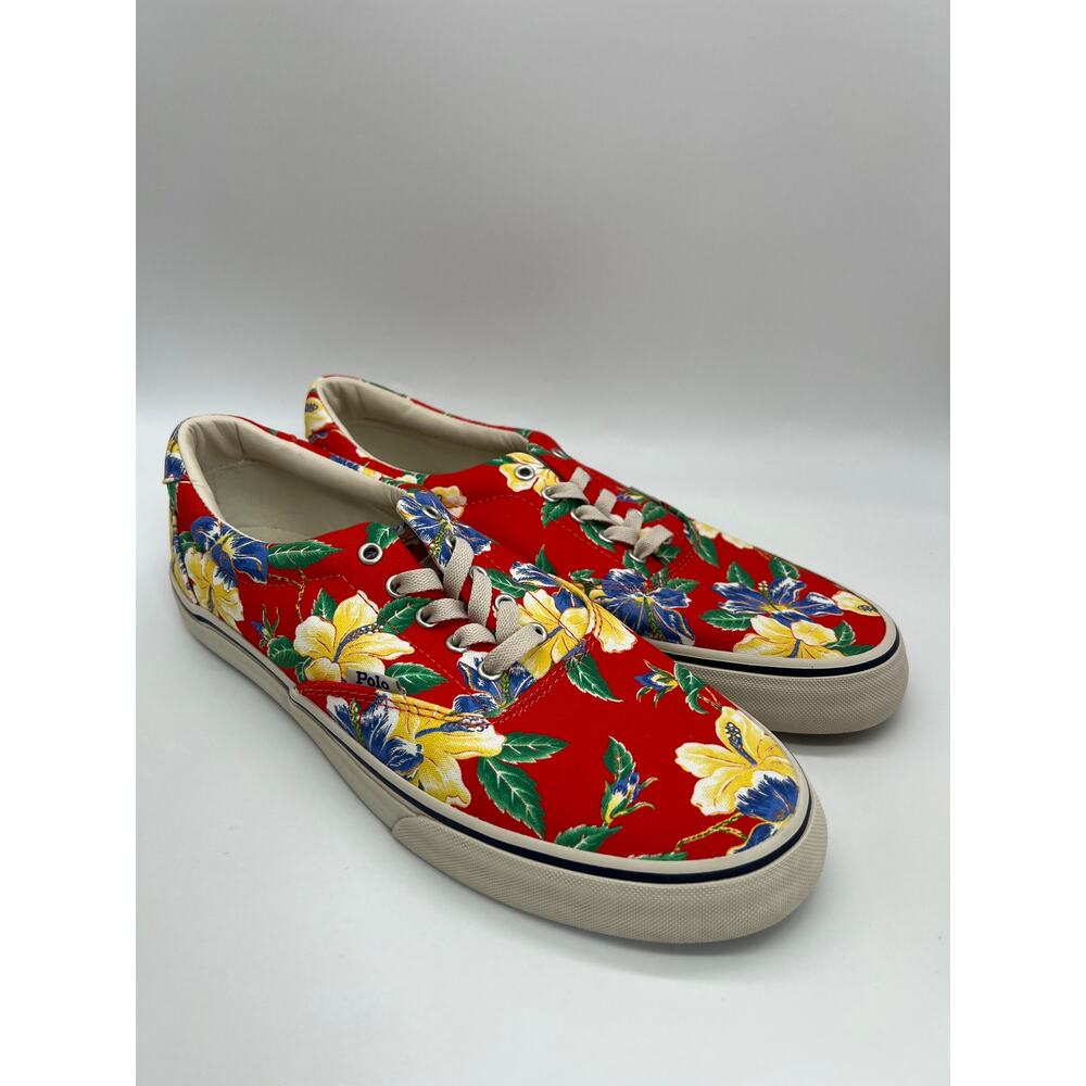 Polo Ralph Lauren Men's Thorton Canvas Shoes Floral Red Size 10D NEW - Picture 8 of 16